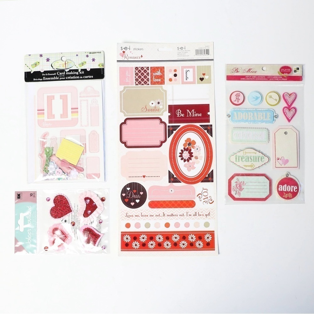 Set of scrapbooking materials new little girl pink stickers handmade card making